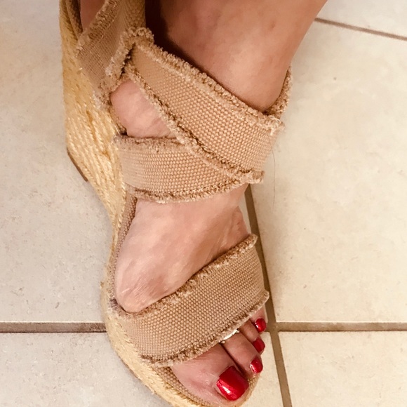 Like New!  These canvas and cork wedges are hot! - Picture 2 of 7